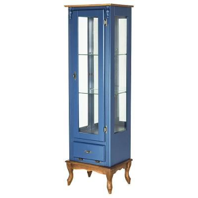 Cristaleira Vitrine Espelhada Antique Média Laca Azul