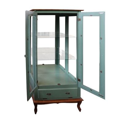 Cristaleira Vitrine Espelhada Antique Média Laca Verde Musgo