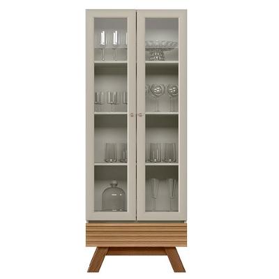 Cristaleira 2 Portas 1 Gaveta Geórgia Off White Amêndoa