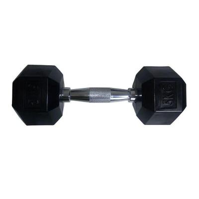 Halteres Sextavado Injetado Com Pegada Cromada 5,0kg