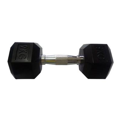Halteres Sextavado Injetado com Pegada Cromada 9,0Kg