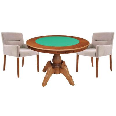 Mesa de Jogos Redonda com 2 Cadeiras Vicenza Nude