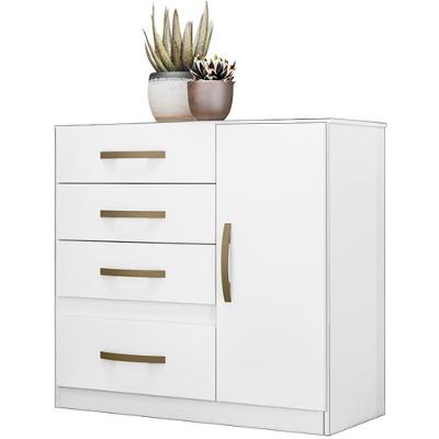 Comoda 4 Gavetas E 1 Porta 7070 Branco Flex Moval Branco Flex