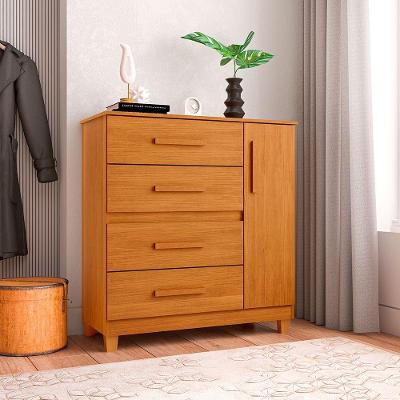 Cômoda Para Quarto 4 Gavetas E 1 Porta Victoria Nature - Cor: Marrom