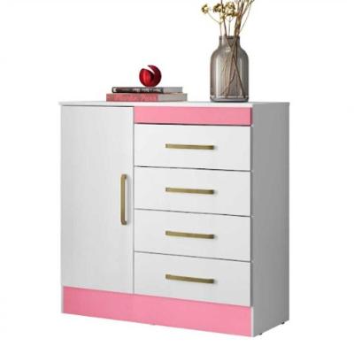 Cômoda 4 Gavetas Montevidéu Branco Rosa Flex 4290 Demóbile