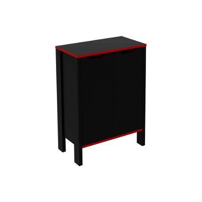 Multiuso Quarto Juvenil Armário ME4164 c/ 2 Portas Preto/Vermelho - Tecno Mobili