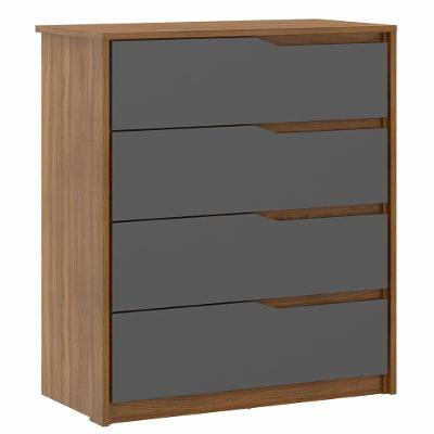 Cômoda 4 Gavetas átria Amêndola Touch Grafito D4010 Demartêz