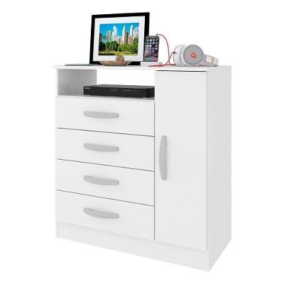 Cômoda 80cm 4 Gavetas 1 Porta Multimóveis Cr35150 Branco Branco