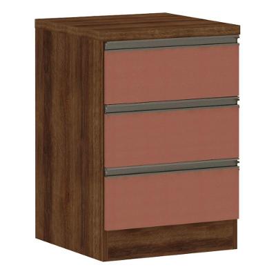 Mesa De Cabeceira 3 Gavetas 40Cm Estrutura Dourado Prime Plu