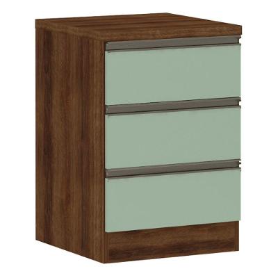 Mesa De Cabeceira 3 Gavetas 40Cm Estrutura Dourado Prime Plu