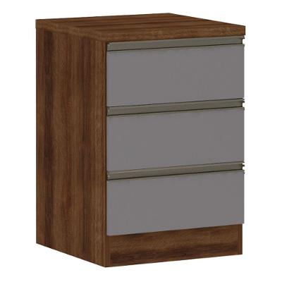 Mesa De Cabeceira 3 Gavetas 40Cm Estrutura Dourado Prime Plu
