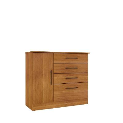 Cômoda Chicago 4 Gavetas 1 Portas Tcil Móveis Cor:cinamomo