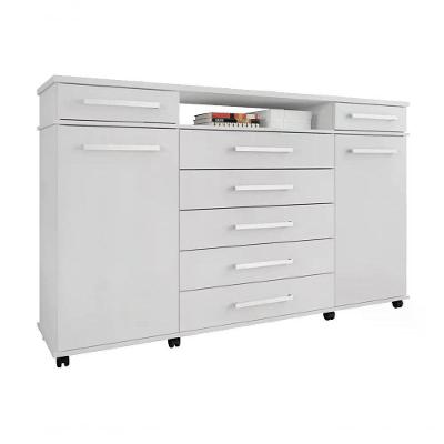 Comoda 07 Gavetas London Branco Com Rodizios Branco