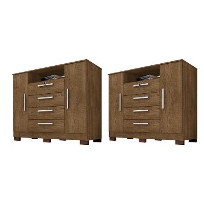 Kit Com 2 Cômoda Madri 2 Portas 4 Gavetas Malbec Incorplac