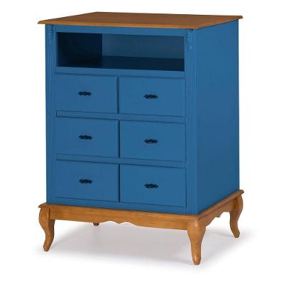 Cômoda Antique 6 Gavetas Nicho Laca Azul