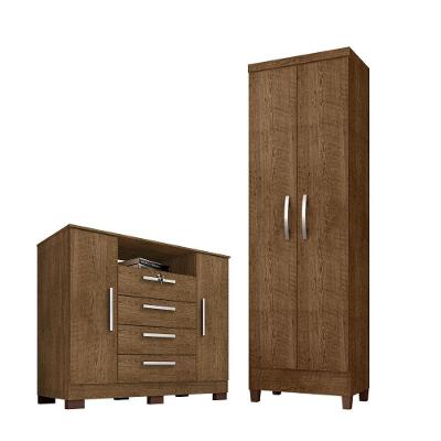 Kit Cômoda Madri 2 Portas 4 Gavetas Com Multi Egito 2 Portas Malbec Incorplac