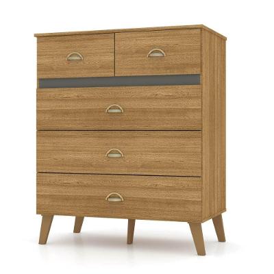 Cômoda 5 Gavetas Estilo Retrô 91Cm Ziza V02 Nature - Mpozenato