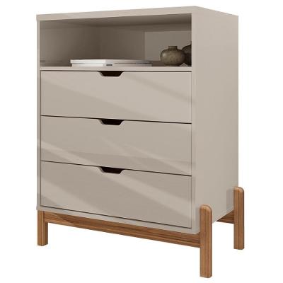 Comoda 3 Gavetas Para Quarto 005025 Off White Dcasa Off White