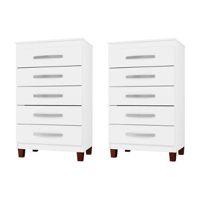 Kit Com 2 Cômoda 5 Gavetas Cannes Branco Incorplac