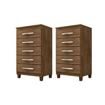 Kit Com 2 Cômoda 5 Gavetas Cannes Malbec Incorplac