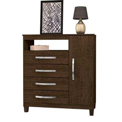 Cômoda Sapateira 1 Porta 4 Gavetas Cannes Malbec Incorplac