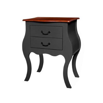 Cômoda Bombê Antique Estreita 2 Gavetas Laca Preta