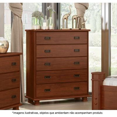 Cômoda Para Quarto 05 Gavetas Em Madeira Maciça Itália Avelã - Straub Web