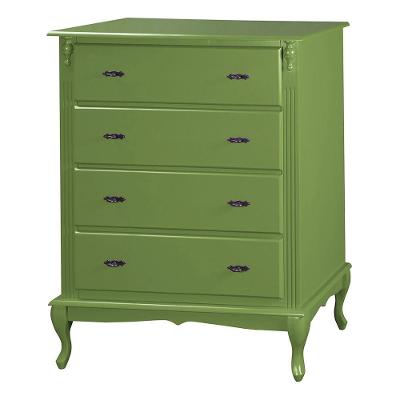 Cômoda Luiz Xv 4 Gavetas 1030 Laca Verde Musgo
