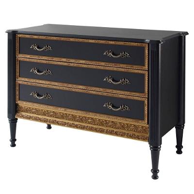 Cômoda Decorativa Munchen com 3 Gavetas Preto Gran Belo