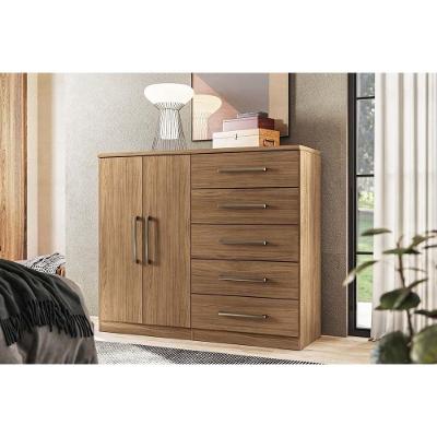 Cômoda Casal Malaga 2.5 2 Portas e 5 Gavetas Jatoba - Santos Andirá