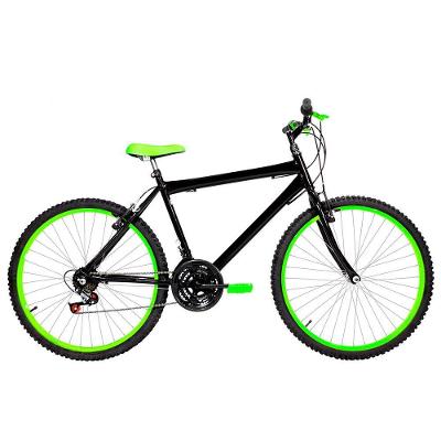 Bicicleta Masculina Aro 26 Mtb Alumínio Colorido 18 Marchas Cor Preta E Verde