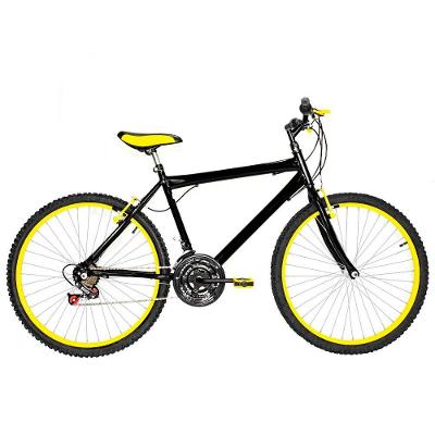 Bicicleta Masculina Aro 26 Mtb Alumínio Colorido 18 Marchas Cor Preta E Amarela