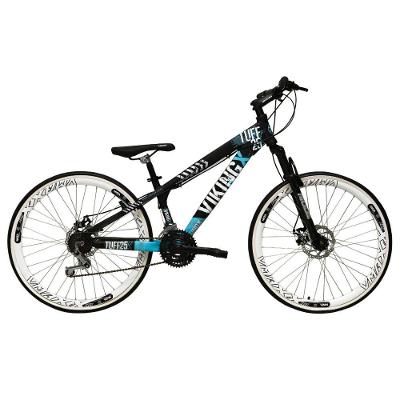 Bicicleta Aro 26 Preto/azul 21v Freio A Disco Aros Branco