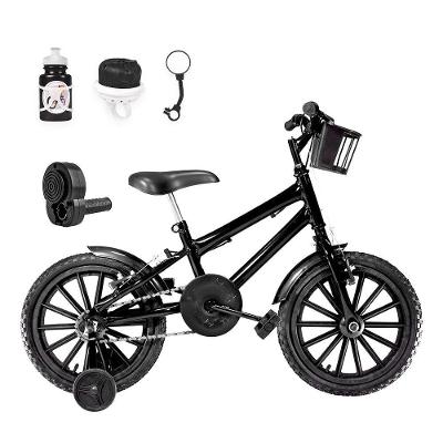 Bicicleta Aro 16 Nylon + Kit Passeio E Acelerador Preta