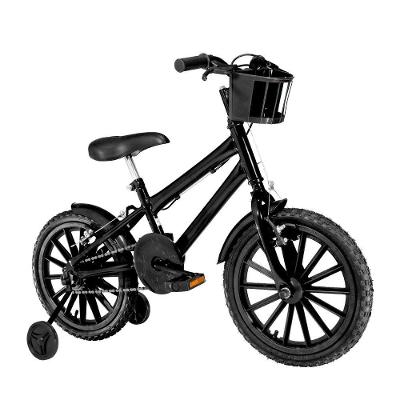 Bicicleta Infantil Masculina Aro 16 Nylon + Kit Premium Cor Preta