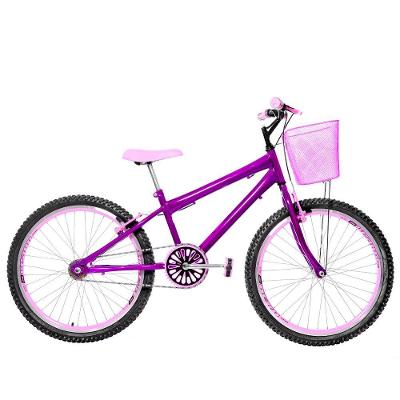 Bicicleta Feminina Aro 24 Aero Cor Violeta E Rosa