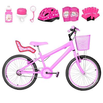 Bicicleta Infantil Feminina Aro 20 Aero + Kit Premium Cor Rosa