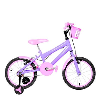 Bicicleta Infantil Feminina Aro 16 Alumínio Colorido Lilás E Rosa