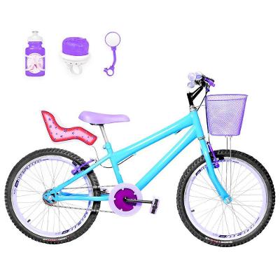 Bicicleta Aro 20 Aero + Kit Passeio Azul Claro E Lilás