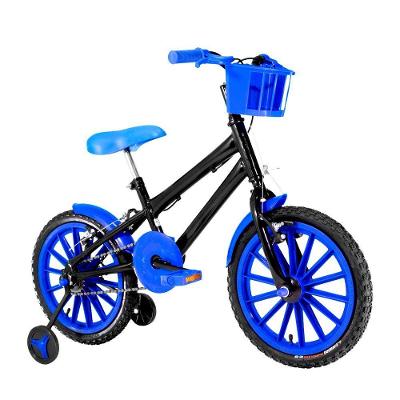 Bicicleta Infantil Masculina Aro 16 Nylon + Kit Proteção Cor Preta E Azul