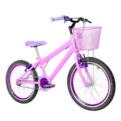 Bicicleta Infantil Feminina Aro 20 Aero + Kit Premium Cor Rosa E Violeta