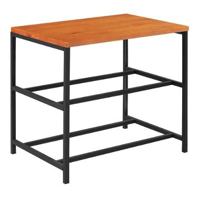 Sapateira Banco Detroit Industrial Daf Móveis 50 Cm Largura Tampo Madeira Maciça Mel Base Aço Preto