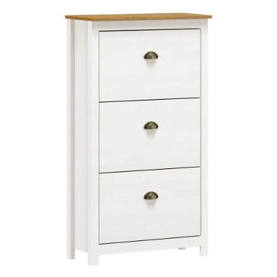 Sapateira De Madeira 3 Portas 70Cm Estilo Americano Lázio F07 Branco/Carvalho - Mpozenato