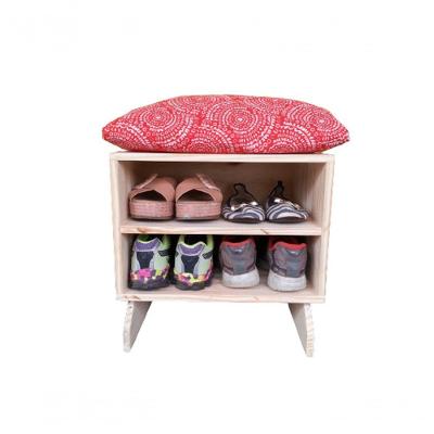 Sapateira Madeira Puff Mandala Red