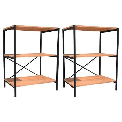Kit 2 Sapateiras Multiuso Hall De Entrada 60Cm 3 Prateleiras Padova Demolição/Preto - Artefamol
