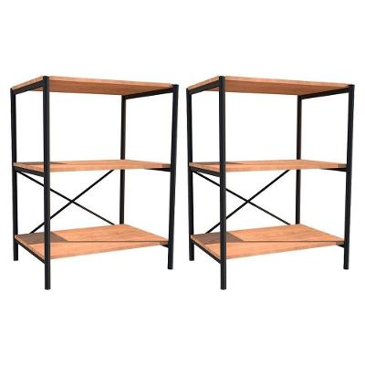 Kit 2 Sapateiras Multiuso Hall De Entrada 60cm 3 Prateleiras Padova Demolição/preto