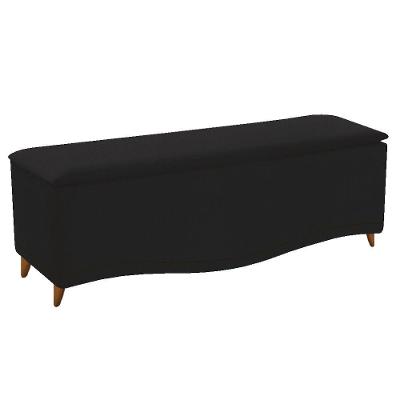 Calçadeira Estofada Yasmim 140cm Casal Suede Preto Adj Decor