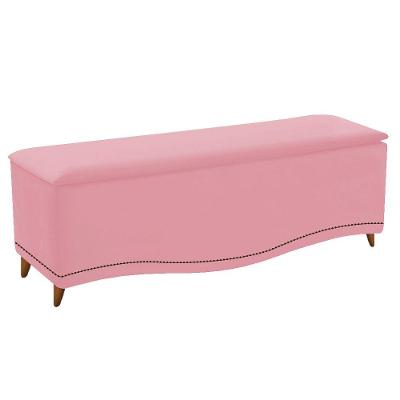 Calçadeira Estofada Yasmim 160cm Queen Size Suede Rosa Bebê