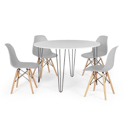 Conj Mesa 120cm Branca Com 4 Cadeiras Eames Eiffel Cinza