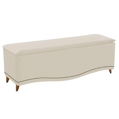 Calçadeira Estofada Yasmim 140cm Casal Corano Bege Adj Decor